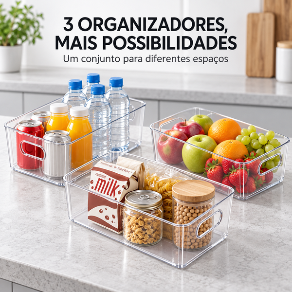 ClearNest Compact | 3 Organizadores Transparentes