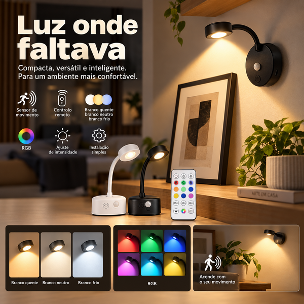 Luminária de Parede GGbingo com Sensor de Movimento LED