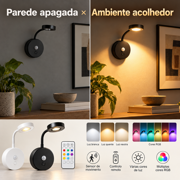 Luminária de Parede GGbingo com Sensor de Movimento LED