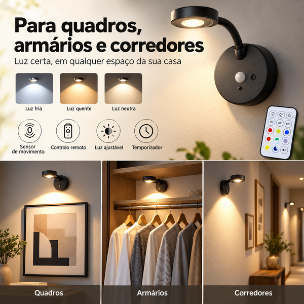 Luminária de Parede GGbingo com Sensor de Movimento LED